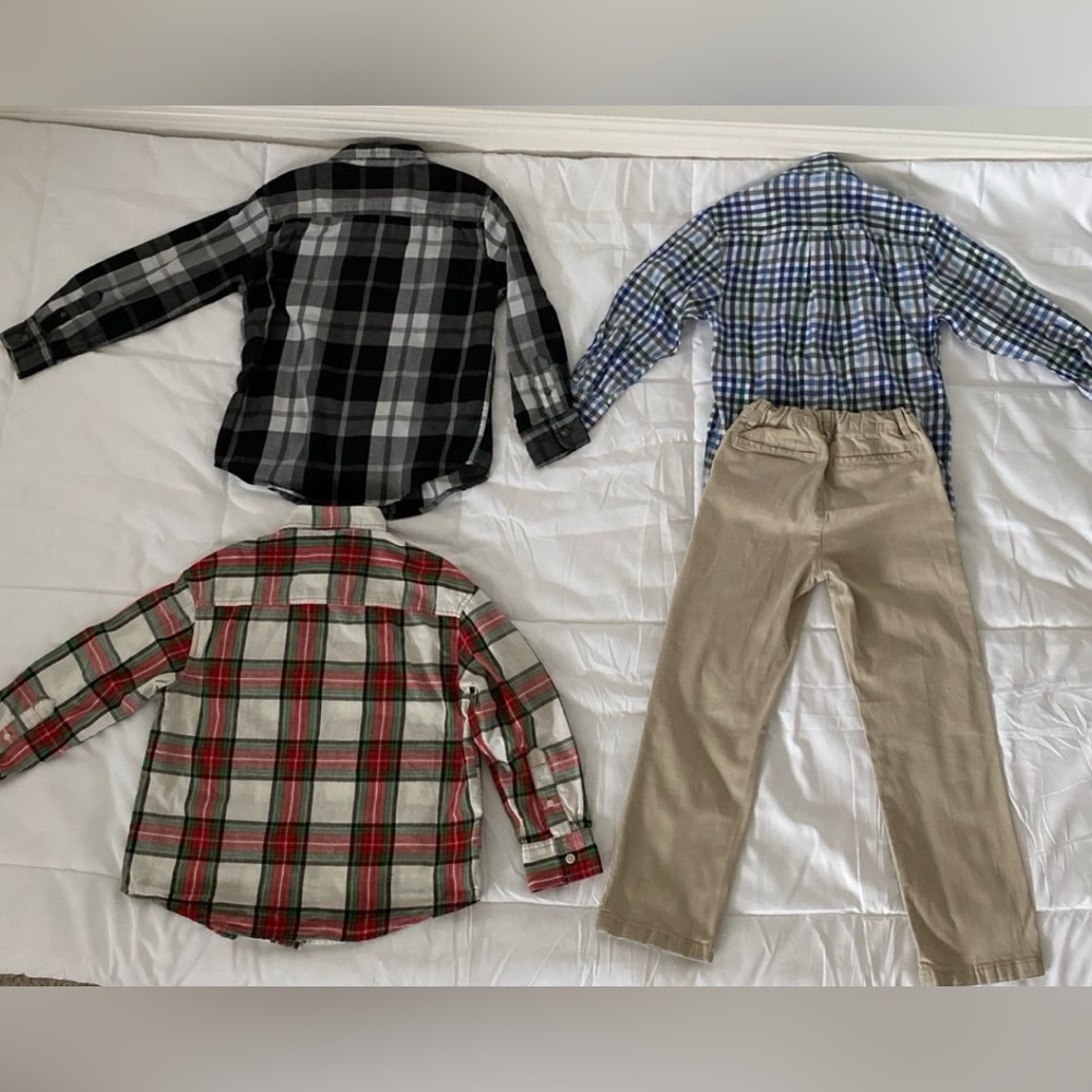 $5 each - 4 Piece Button-Up Shirts and Khaki Pants - Size 7 & 8